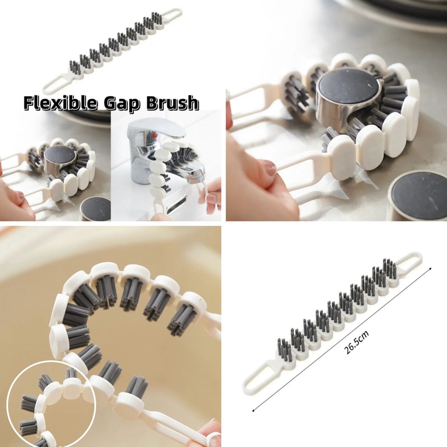 New Flexible Gap Cleaning Brush, Bendable Brush for Bathroom Kitchen Faucets, Corners, Taps(Pack of 2)