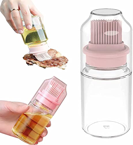 Oil Bottle Dispenser - Glass Oil 150 ml Seasoning Bottle Dispenser with Silicone Rubber Bristle Brush for BBQ,Silicone Oil Brush Bottle Pack of (1) - Clear