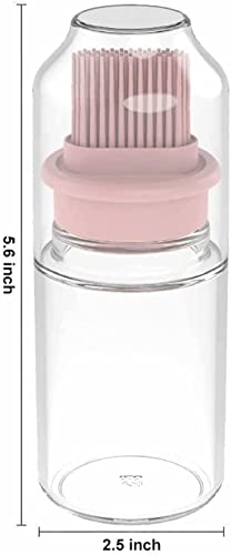 Oil Bottle Dispenser - Glass Oil 150 ml Seasoning Bottle Dispenser with Silicone Rubber Bristle Brush for BBQ,Silicone Oil Brush Bottle Pack of (1) - Clear