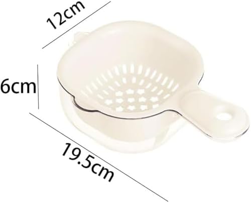 Kitchen Dual-Layer Draining Basket with Handle,Fruit Strainer Dual-Layer Veggie Colander Draining Basket with Handle,Double Drain Plastic Fruit Washing Strainer Bowl