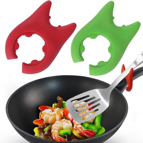 3 Pcs Silicone Pot Clip Spoon Rest,Spoon Pot Pan Holder Spatula Bracket Clips, Heat Resistance Non-Slip Silicone Pot Spoon Holder Pot Clip Holder, Non-Slip Spoon Holder Stove Organizer